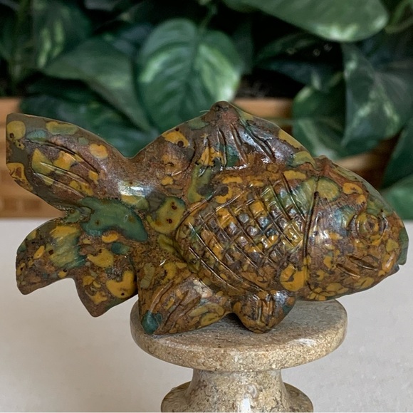 Ajooba Fruit Jasper Goldfish Carving Stone Fish Figurine Carved Animal Pet 3.25" - Picture 8 of 16